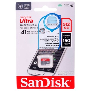 قیمت کارت حافظه microSDXC سن دیسک مدل Ultra A1 کلاس 10 استاندارد UHS-I سرعت 150MBps ظرفیت 512 گیگابایت