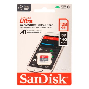 قیمت کارت حافظه microSDXC سن دیسک مدل Ultra A1 کلاس 10 استاندارد UHS-I سرعت 140MBps ظرفیت 128 گیگابایت