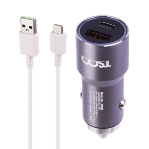 شارژر فندکی فست شارژ تسکو مدل TCG 39 PD 3A 38W به همراه کابل Type-C