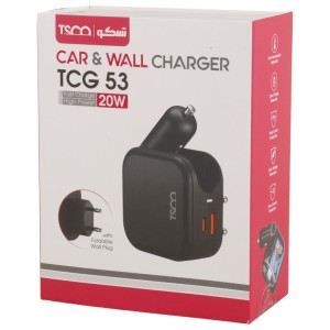 شارژر فندکی و دیواری فست شارژ تسکو مدل TCG 53 3A 20W به همراه کابل Type-C