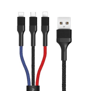 کابل تبدیل فست شارژ USB به USB-C / microUSB / لایتنینگ پرووان مدل PCC280 طول 1 متر