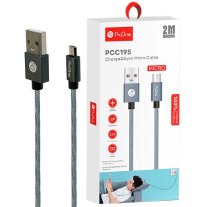 کابل تبدیل USB به microUSB پرووان مدل PCC195 طول 2 متر