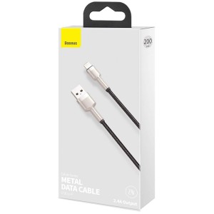 کابل تبدیل USB به لایتنینگ باسئوس مدل Cafule Series Metal CALJK-B 2.4A طول 2 متر