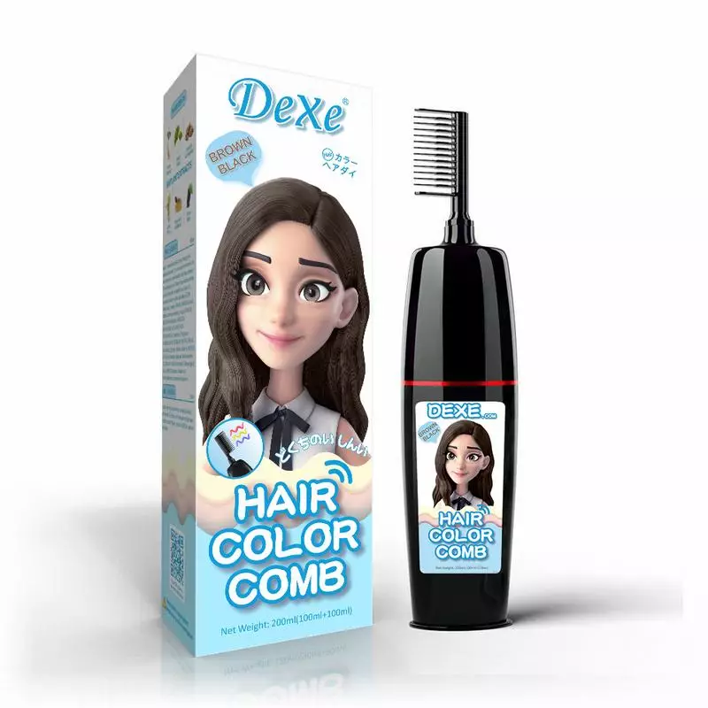 شامپو رنگ مو دکسی (Dexe) قهوه ای تیره - Brown Black (همراه با شانه)