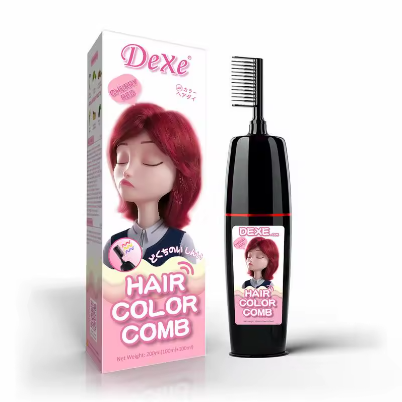 شامپو رنگ مو دکسی (Dexe) آلبالویی - Cherry Red (همراه با شانه)