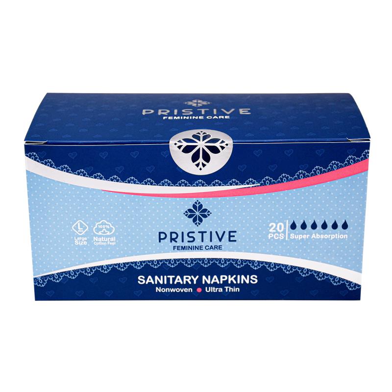 نوار بهداشتی خیلی نازک سایز بزرگ پریستیو 20 عددی (رایحه اسطوخودوس)