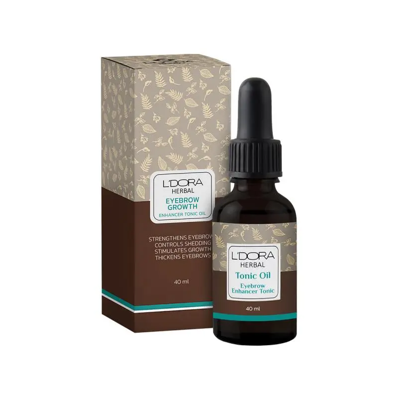 تونیک تقویت کننده ابرو گیاهی برند الدورا حجم 40 میلی لیتر HERBAL EYEBROW GROWTH ENHANCER TONIC OIL