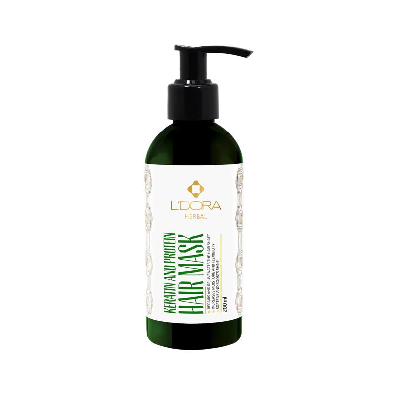 ماسک گیاهی پروتیینه و کراتینه موی سر برند الدورا 200 میلی لیتر HERBAL Keratin and protein hair mask 200 ml