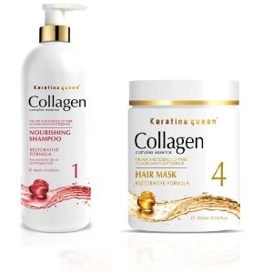 شامپو و ماسک کلاژن مدل کراتین کوئین - Keratine Queen - بدون سولفات