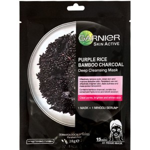 ماسک ورقه ای صورت عصاره برنج بنفش و زغال فعال بامبو مدل گارنیر (Garnier)