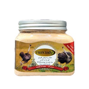 اسکراب لایه بردار و سفید کننده پوست مکس لیدی با عصاره شتر مرغ