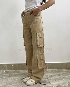 شلوار لی کارگو کرمی