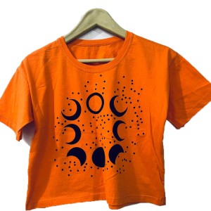 کراپ دخترانه طرح هلال ماه جنس نخ و پنبه