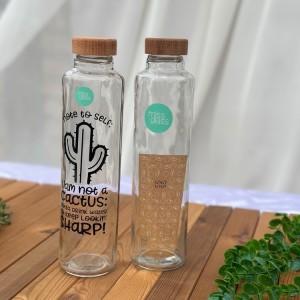 بطری استوانه شیشه ای درب چوبی