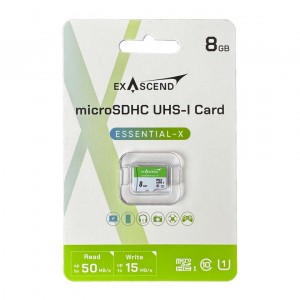 کارت حافظه MicroSDHC اگزاسند مدل ExAscend Essential-X UHS-I U1 50mb/s V10 ظرفیت 8 گیگابایت