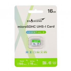 کارت حافظه MicroSDHC اگزاسند مدل ExAscend Essential-X UHS-I U1 50mb/s V10 ظرفیت 16 گیگابایت