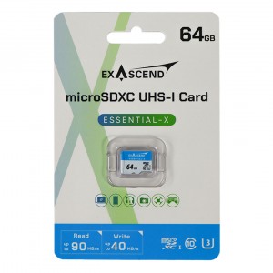 کارت حافظه MicroSDXC اگزاسند مدل ExAscend Essential-X UHS-I U3 90mb/s V10 ظرفیت 64 گیگابایت