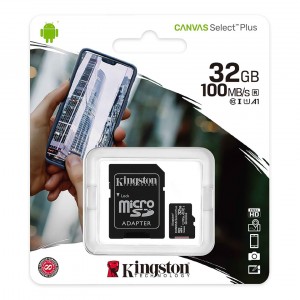 Kingston Canvas Select Plus UHS-I U1 32GB MicroSDHC+SD Adaptor