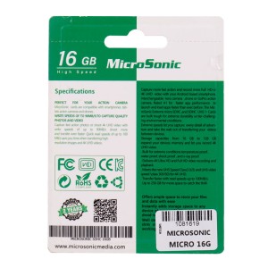 MicroSonic 533X U1-C10 80MB/s 16GB Micro SD Memory Card