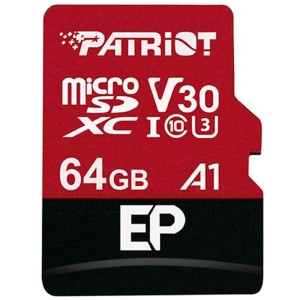 PATRIOT EP A1 V30 U3 C10 90MB/S 64GB MICROSD MEMORY CARD WHTH-ADAPTER