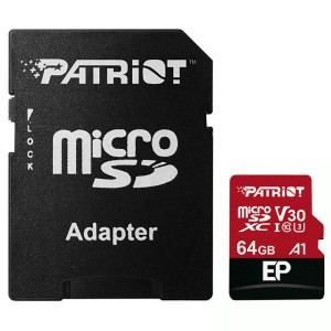 کارت حافظه پاتریوت مدل EP A1 V30 U3 C10 90MB/s ظرفیت 64 گیگابایت + آداپتور