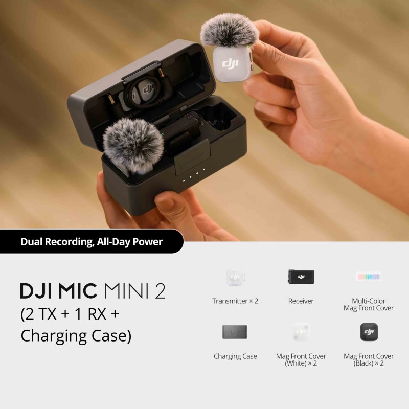 میکروفون DJI Mic Mini 2 – میکروفون یقهای بیسیم کوچک با حذف نویز دو سطحی - تصویر 2