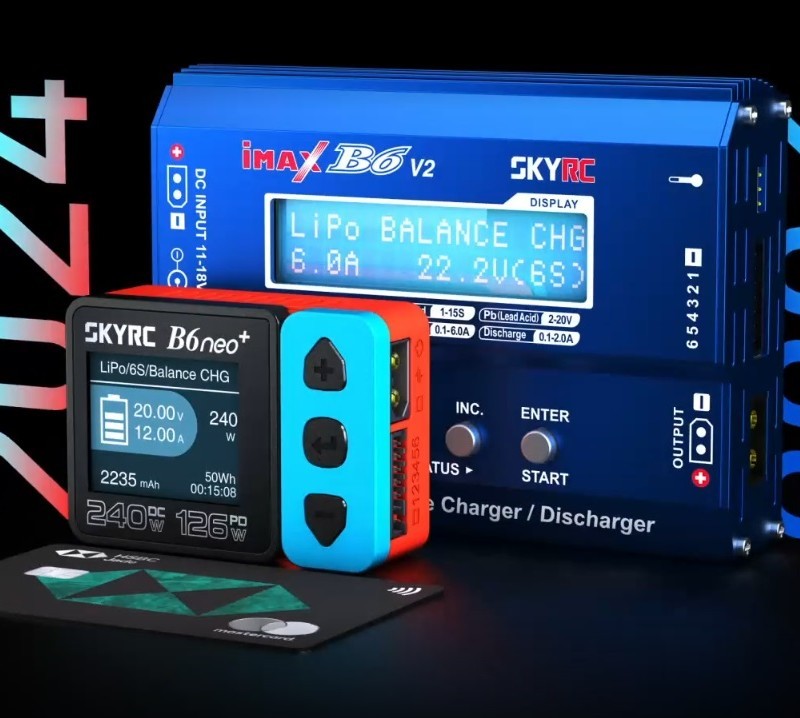 شارژر هوشمند SKYRC B6 Neo با توان 240 وات و جریان 10 آمپر - شارژ معکوس PD برای دستگاههای الکترونیکی