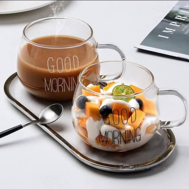 ماگ  پیرکس خمره ای good morning