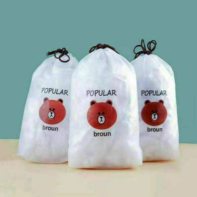 درپوش ظرف یکبارمصرف نایلونی  کش دار خرسی۱۰۰ عددی