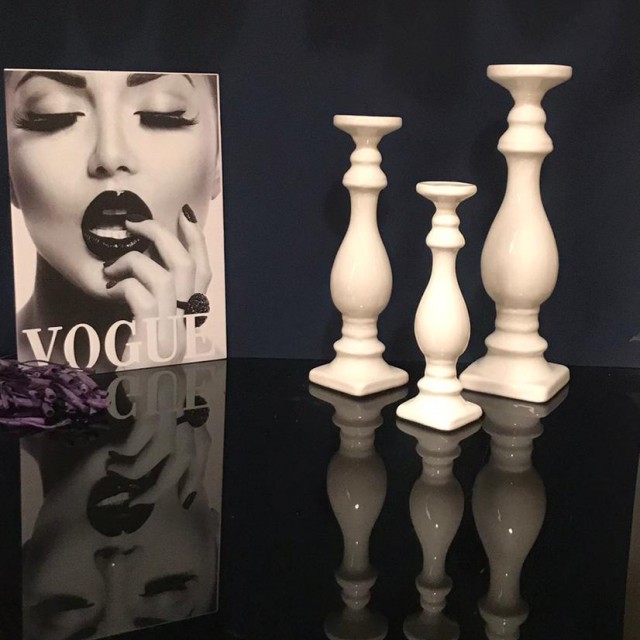 ست جا شمعی سرامیک|سه تایی