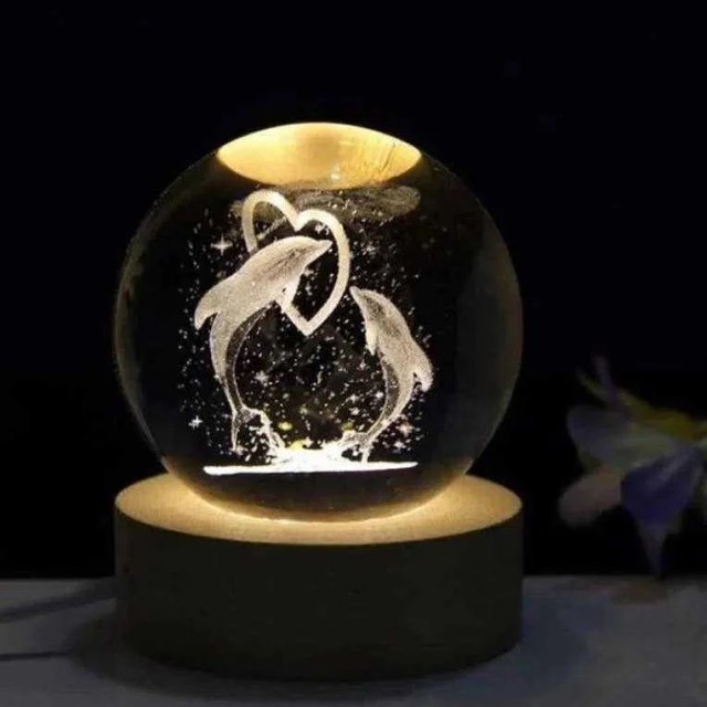 چراغ خواب مدل گوی شیشه ای 3D طرح  دلفین