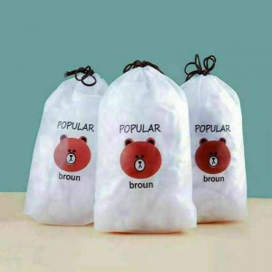 درپوش ظرف یکبارمصرف نایلونی  کش دار خرسی۱۰۰ عددی