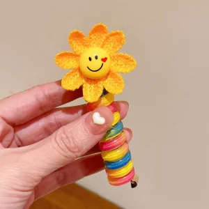 کش مو زنانه مدل فنری طرح  گل آفتابگردان