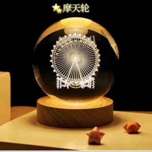 چراغ خواب مدل گوی شیشه ای 3D طرح چرخ و فلک
