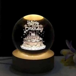 چراغ خواب مدل گوی شیشه ای 3D طرح هپی برث دی