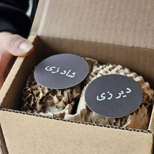 فنجان سرامیکی مدل ایاغ 150 میل فیروزه ای ( 1 جفت )
