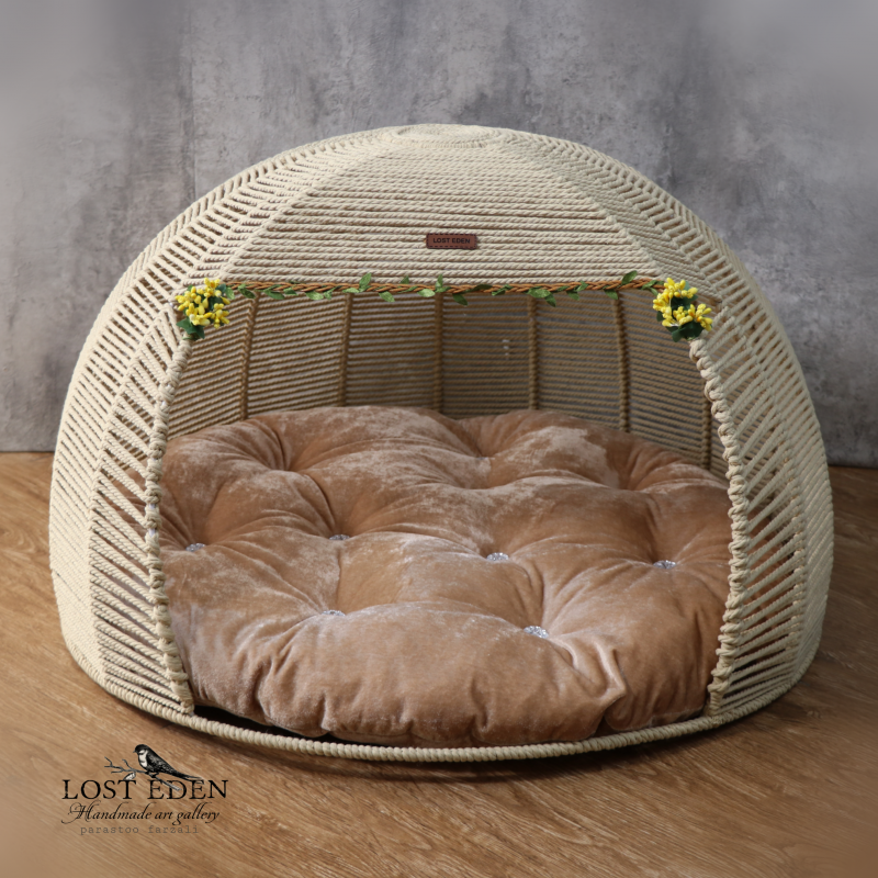 جای خواب سگ و گربه مکرومه بافی سایز ۷۰ کد ۲۰۱