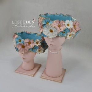 گلدان،جاقلمی ،مجسمه پلی استر دختر ست دوتایی