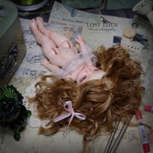 عروسک دستساز سه بعدی bjd (پرنیان) +جعبه چوبی وینتیج و پایه چوبی