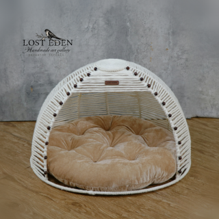 جای خواب سگ و گربه مکرومه بافی سایز ۵۰ استخوانی ۲