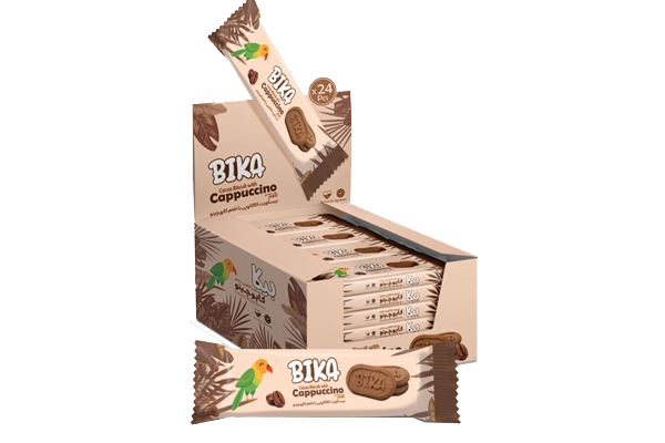 بیسکویت ۳۲ گرمی بیکا کاکائویی با طعم کاپوچینو