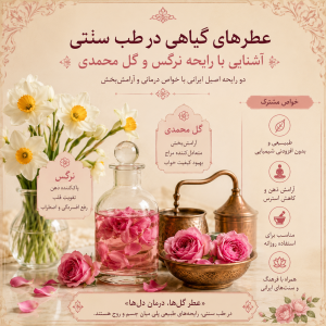 عطرهای گیاهی در طب سنتی؛ آشنایی با رایحه نرگس و گل محمدی