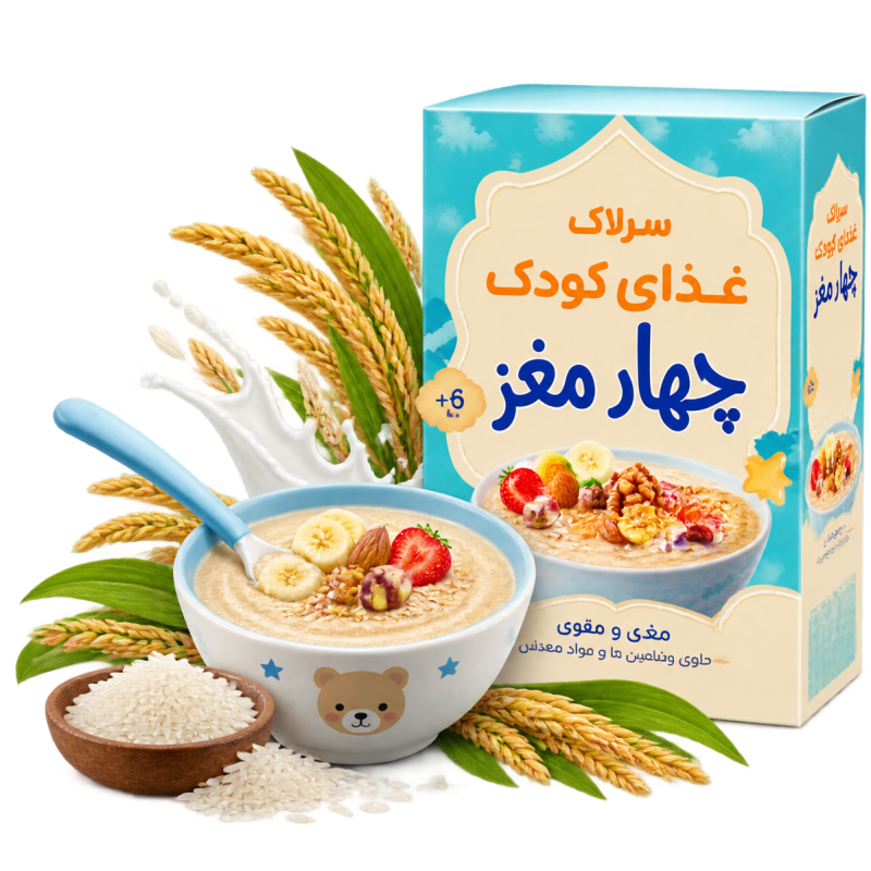 سرلاک چهار مغز | غذای کودک بالای ۶ ماه