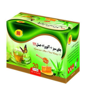 دمنوش چای سبز + آلوئه ورا + عسل  20عددی