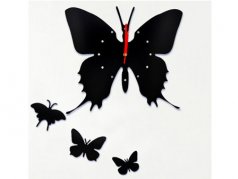 ساعت دیواری پروانه نگینی مشکی