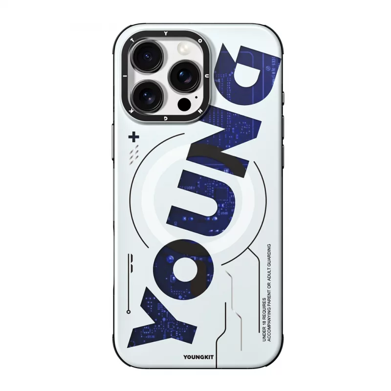 قاب یانگ کیت Youngkit Futuristic and Digital Blue برای آیفون 15 پرو مکس