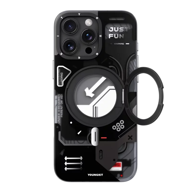 قاب یانگ کیت Youngkit Cyberpunk 360° Spin Magnetic Stand Case Black برای آیفون 16 پرو مکس