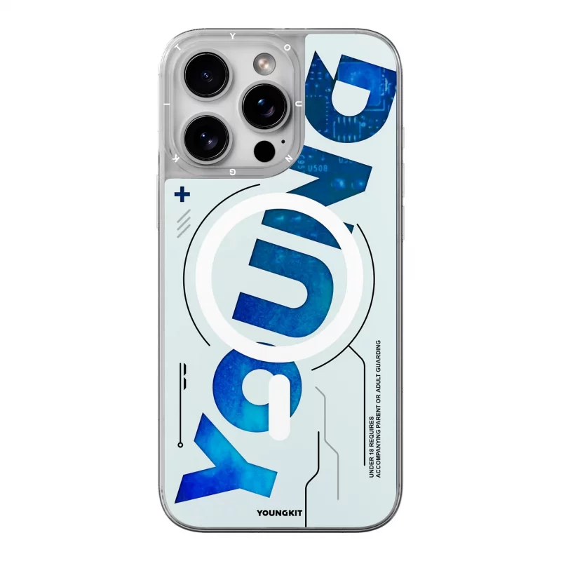 قاب یانگ کیت Youngkit Futuristic Luminous Quicksand Blue برای آیفون 16 پرو مکس
