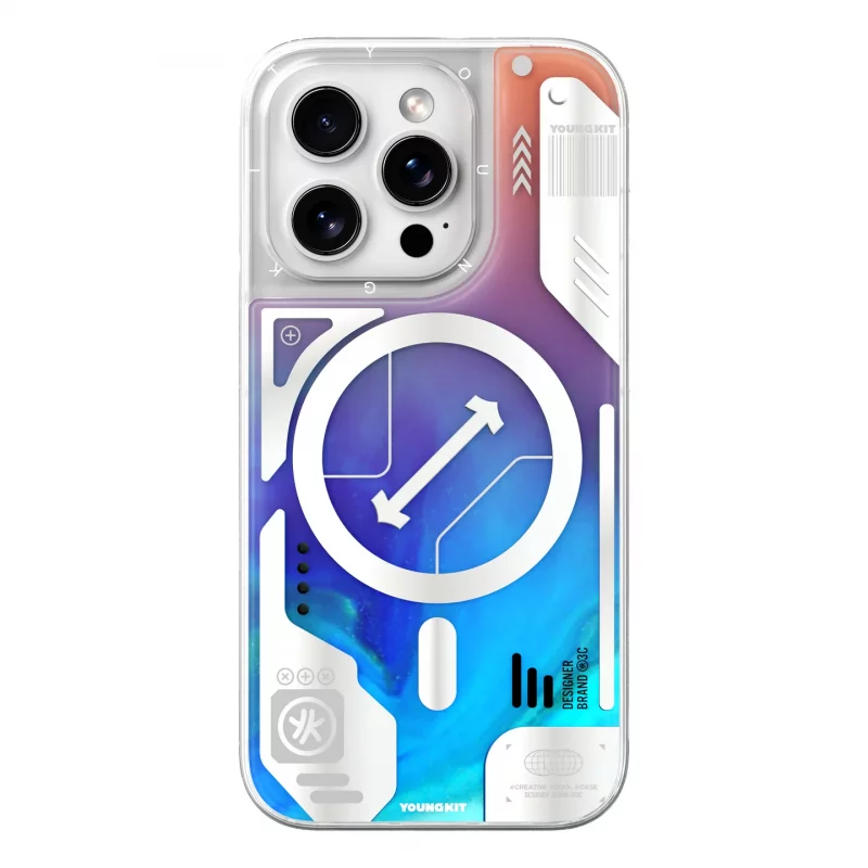 قاب یانگ کیت Youngkit Cyberpunk Luminous Quicksand Blue  برای آیفون 16 پرو مکس