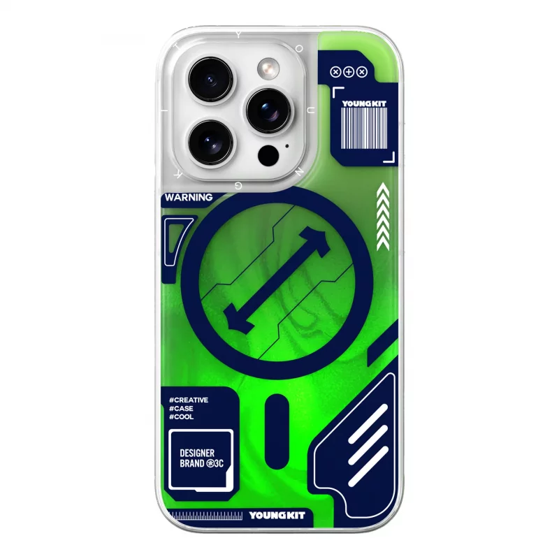 قاب یانگ کیت Youngkit Cyberpunk Luminous Quicksand Green  برای آیفون 16 پرو مکس